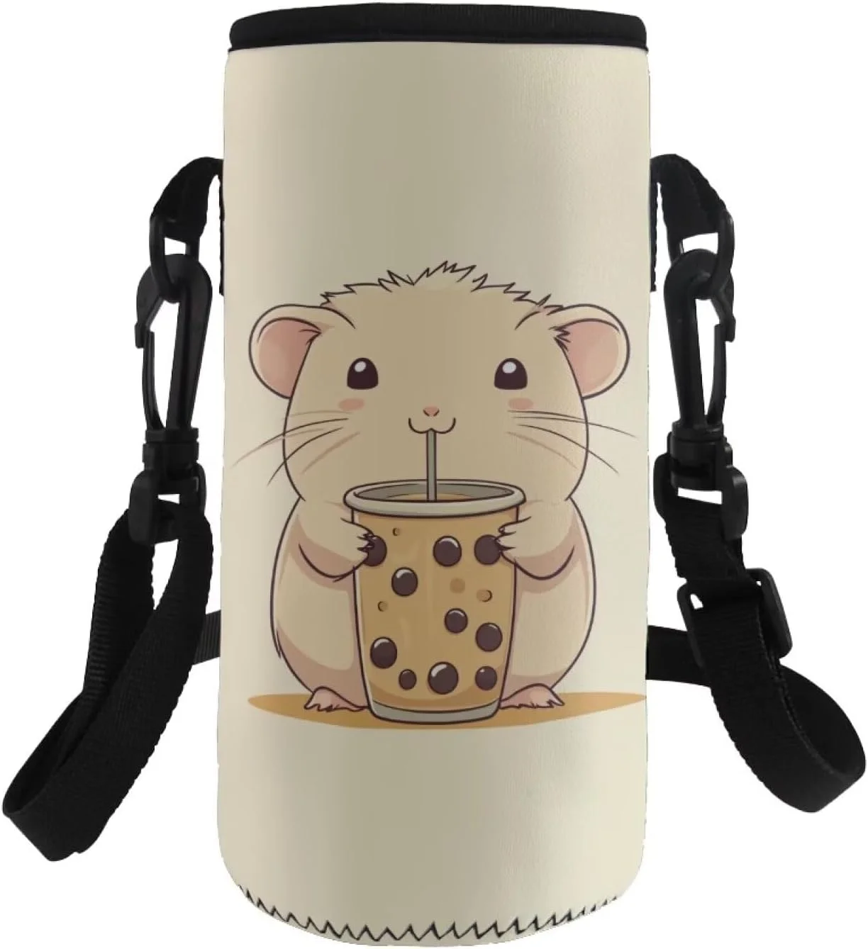 کیف حمل بطری آب با طرح کاپيبارا، بند شانه قابل تنظیم برای کودکان و بزرگسالان، مناسب پیاده روی، مدرسه و نگهدارنده عایق