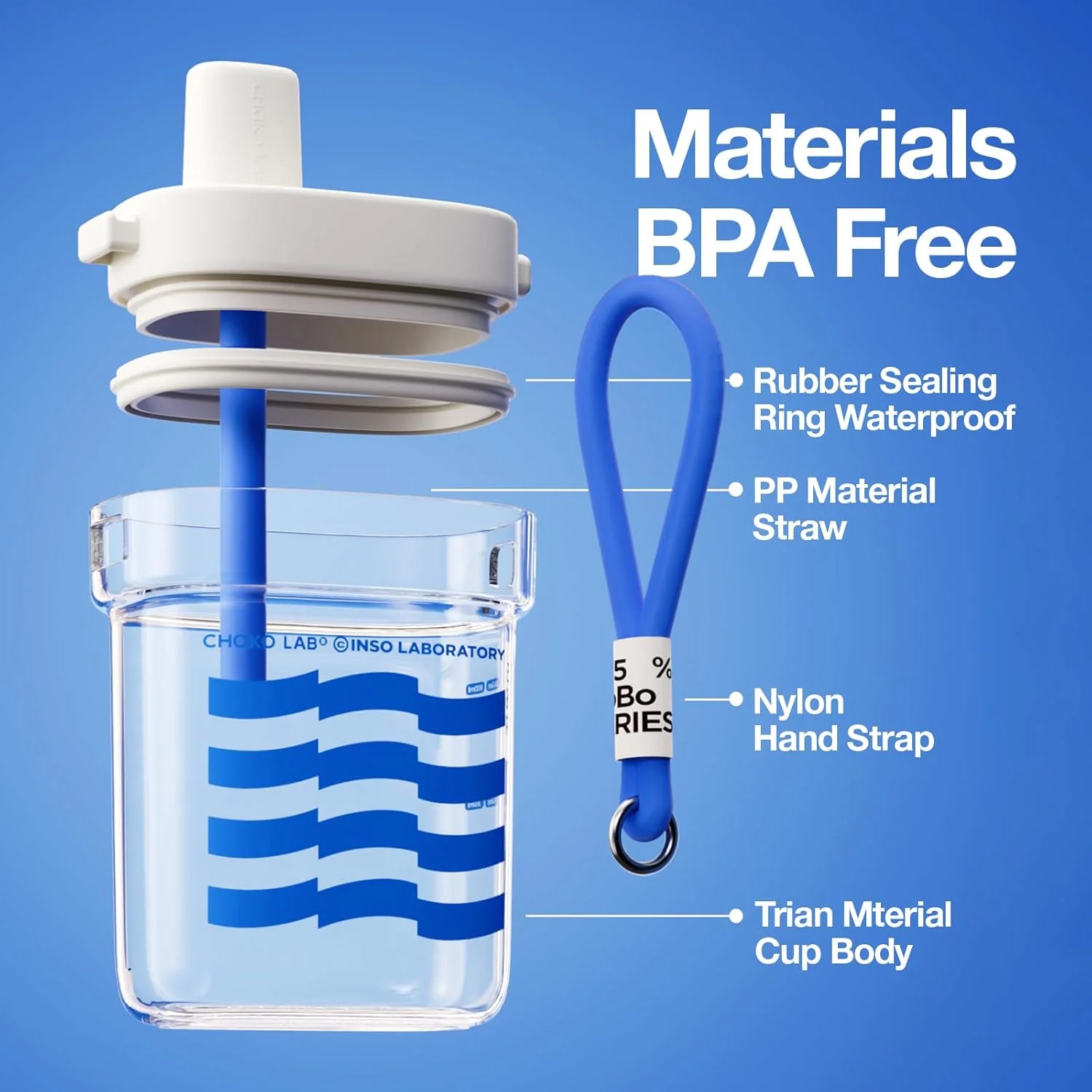 بطری آب تخت قابل حمل چاکو لب، 700 میلی لیتر، بطری آب مربعی قابل حمل با نی، بدون BPA، ساخته شده از تریتان، ضد نشت، سبک وزن، مناسب برای مسافرت، باشگاه، فیتنس، کار، کمپینگ و غیره