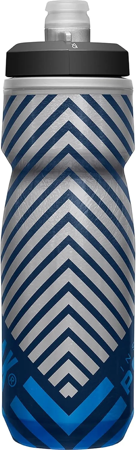 قمقمه ورزشی عایق بندی شده CamelBak Podium Chill مناسب فضای باز، 620 میلی لیتر، طرح راه راه سرمه ای