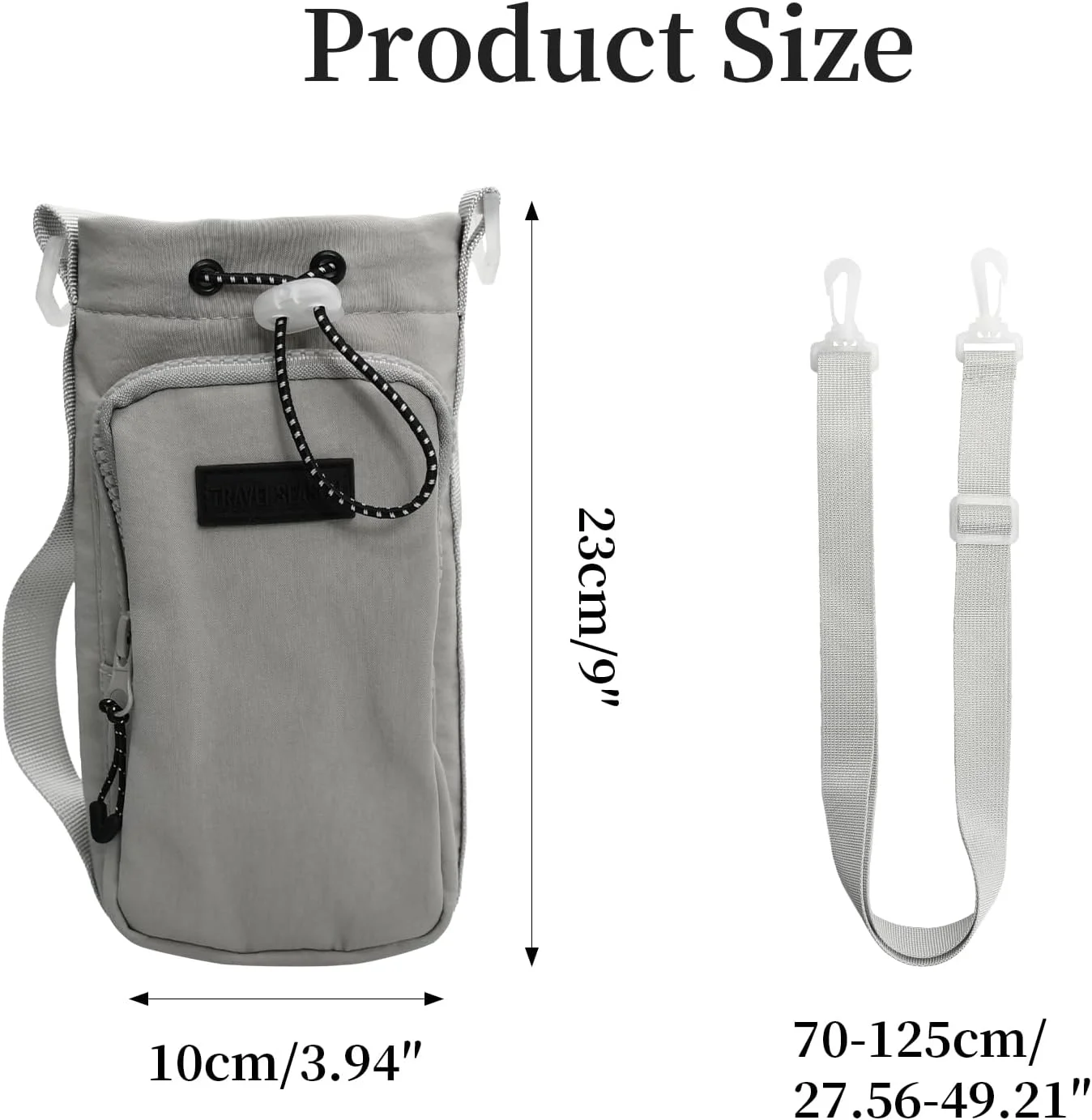 کیف حمل قمقمه آب مناسب برای قمقمه ۴۰oz، نگهدارنده قمقمه آب با جیب تلفن و بند شانه و دستی قابل تنظیم برای پیاده روی، کوهنوردی، کمپینگ و مسافرت (بژ)