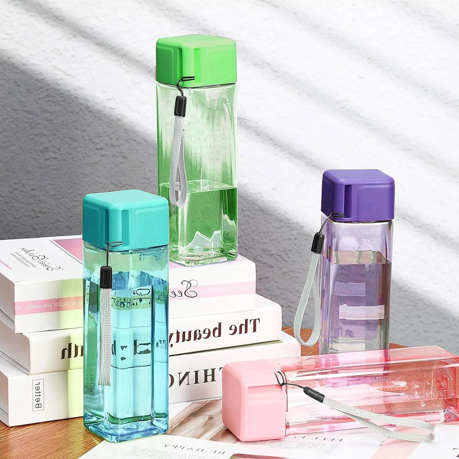 بسته 20 عددی بطری آب، بطری بزرگ آب 500 میلی لیتری در 4 رنگ، بطری نوشیدنی پلاستیکی قابل استفاده مجدد برای کودکان و بزرگسالان، مدرسه، دفتر، باشگاه، تناسب اندام در فضای باز، ورزش، مسافرت