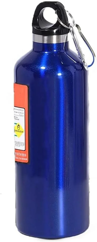 بطری آب ورزشی NOS با قلاب، 500 میلی لیتر، بطری ورزشی، بطری آب NOS ساخته شده از مواد بدون BPA، مناسب برای فعالیت های خارج از منزل، ماشین، مواد غذایی، بطری آب ضد زنگ برای کودکان، مدرسه، ورزش، دوچرخه، تناسب اندام (آبی)