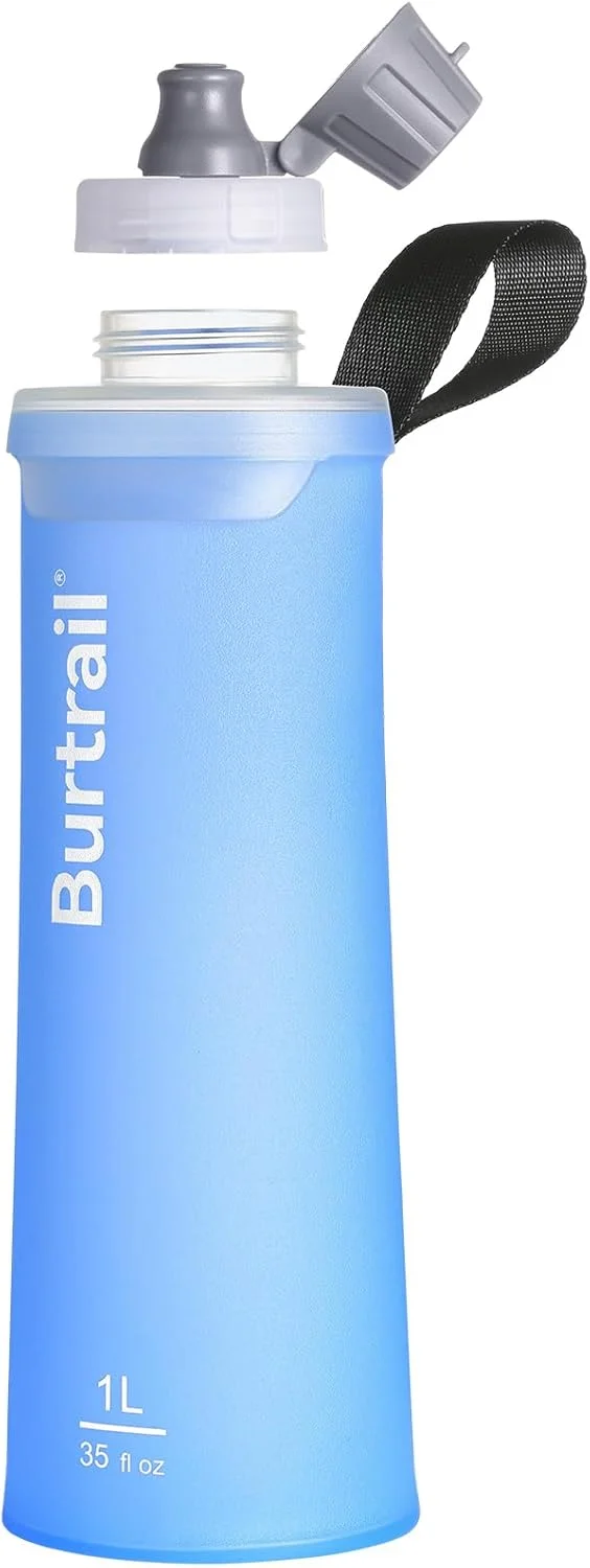 بطری آب تاشو (1.0 لیتر/35 اونس) ساخته شده از TPU بدون BPA، بطری های نرم و قابل استفاده مجدد، فوق العاده سبک و قابل حمل برای بسته هیدراتاسیون