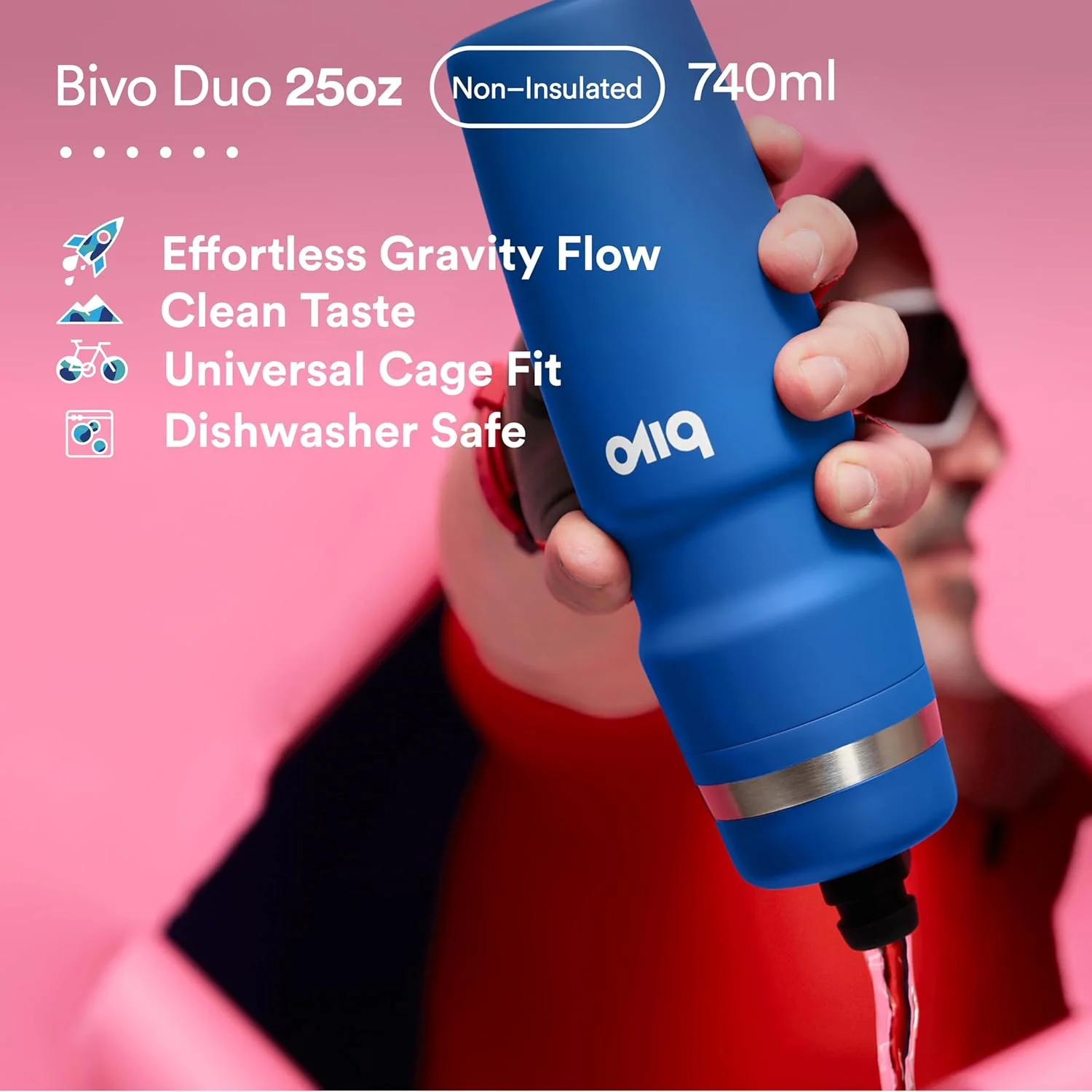 بطری غیر عایق بیوو مدل Duo با حجم 740 میلی لیتر - مشکی