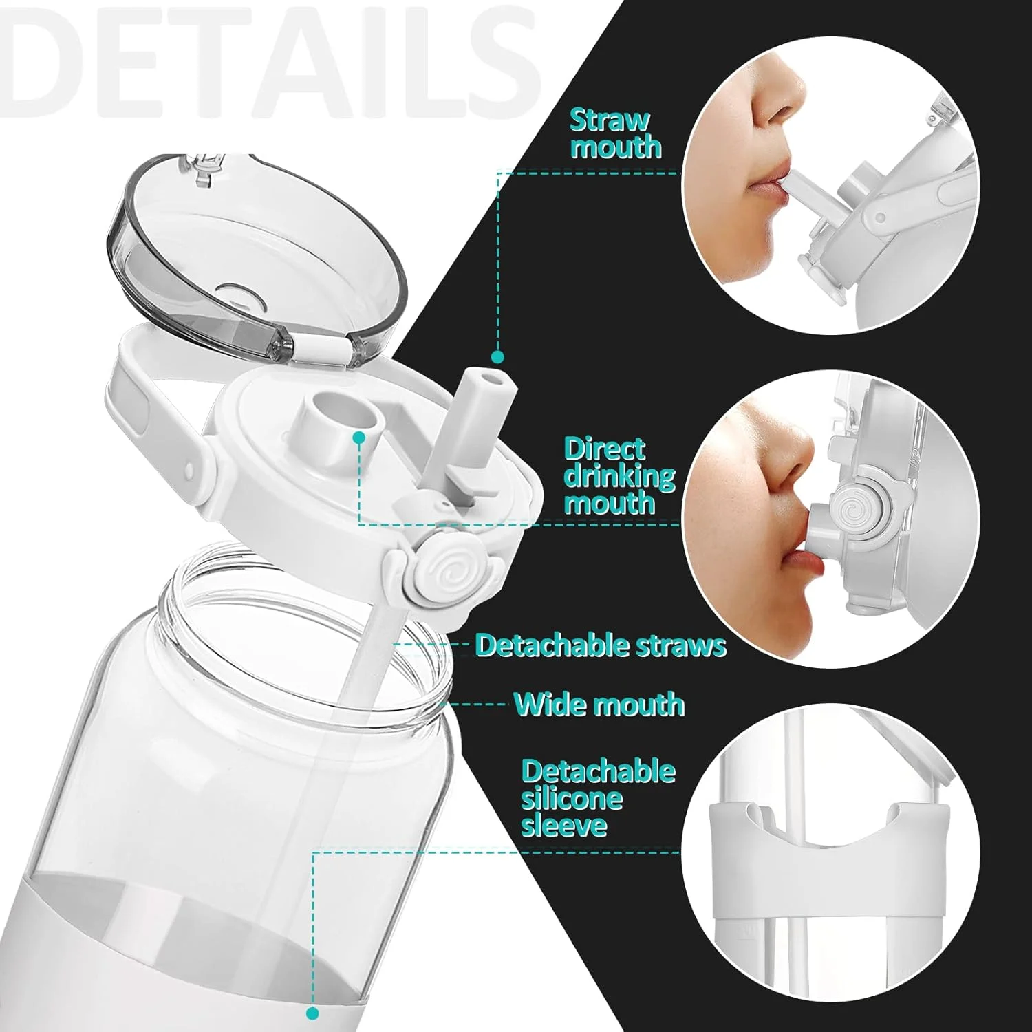 بطری آب شیشه ای BLUEGO با نی و نشانگر زمان، حجم بزرگ نیم گالن، بطری آب انگیزشی بزرگ با روکش سیلیکونی، قمقمه شیشه ای 2 لیتری بزرگ برای باشگاه، ورزش و تمرین، استفاده روزانه، سفید بطری آب شیشه ای BLUEGO با نی و نشانگر زمان، حجم بزرگ نیم گالن، بطری آب انگیزشی بزرگ با روکش سیلیکونی، قمقمه شیشه ای 2 لیتری بزرگ برای باشگاه، ورزش و تمرین، استفاده روزانه، سفید