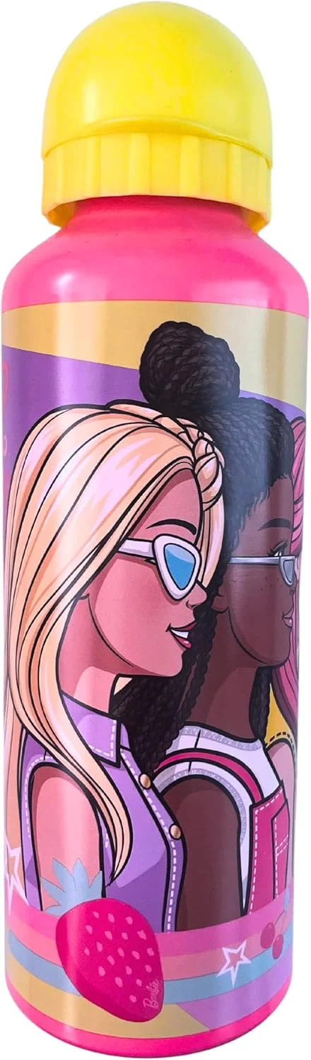 بطری استیل ضد زنگ طرح دار باربی، بطری آب دخترانه، مناسب سفر، ظرفیت 500 میلی لیتر | زرد بطری استیل ضد زنگ طرح دار باربی، بطری آب دخترانه، مناسب سفر، ظرفیت 500 میلی لیتر | زرد