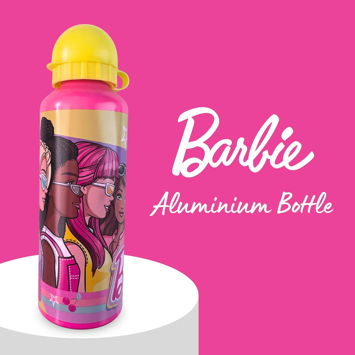 بطری استیل ضد زنگ طرح دار باربی، بطری آب دخترانه، مناسب سفر، ظرفیت 500 میلی لیتر | زرد بطری استیل ضد زنگ طرح دار باربی، بطری آب دخترانه، مناسب سفر، ظرفیت 500 میلی لیتر | زرد