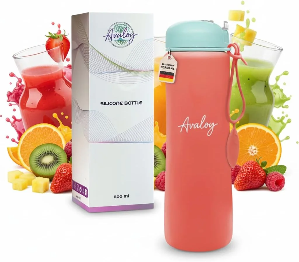 بطری آب سیلیکونی تاشو - بدون BPA - 600 میلی لیتر - ممتاز - قابل استفاده مجدد - بدون بو - بطری آب سیلیکونی - پیاده روی - ورزش - گردش ها - بطری جشنواره - مسافرت (نارنجی 600 میلی لیتر)