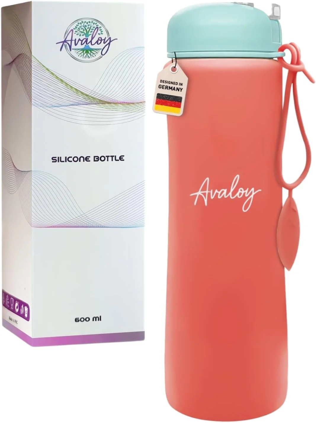 بطری آب سیلیکونی تاشو - بدون BPA - 600 میلی لیتر - ممتاز - قابل استفاده مجدد - بدون بو - بطری آب سیلیکونی - پیاده روی - ورزش - گردش ها - بطری جشنواره - مسافرت (نارنجی 600 میلی لیتر)