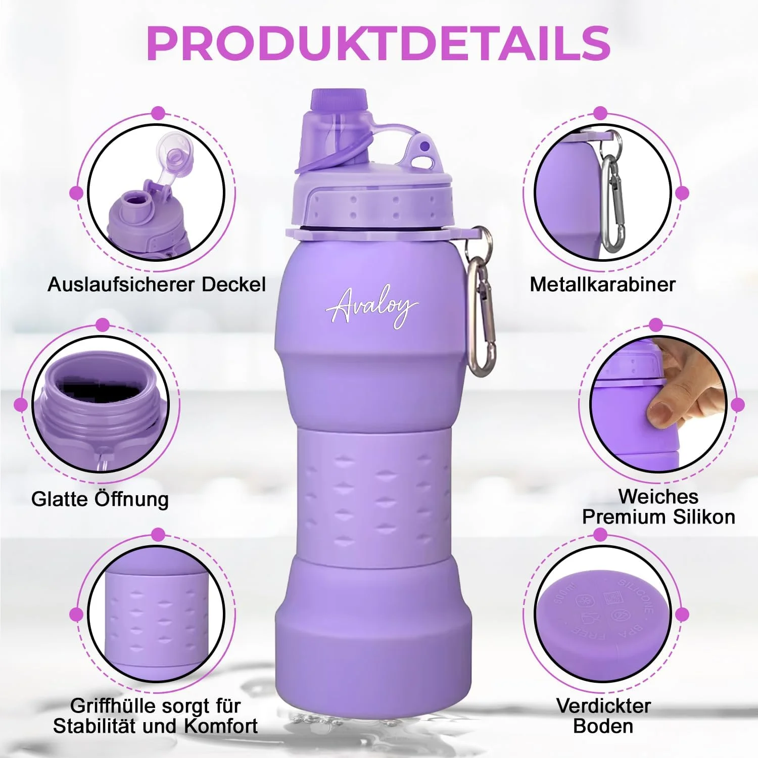 بطری آب سیلیکونی تاشو - بدون BPA - قابل استفاده مجدد - ضد نشت - بدون بو - بطری آب سیلیکونی - بطری نرم - مناسب پیاده روی - ورزش - کمپینگ - بطری جشنواره (بنفش) بطری آب سیلیکونی تاشو - بدون BPA - قابل استفاده مجدد - ضد نشت - بدون بو - بطری آب سیلیکونی - بطری نرم - مناسب پیاده روی - ورزش - کمپینگ - بطری جشنواره (بنفش)