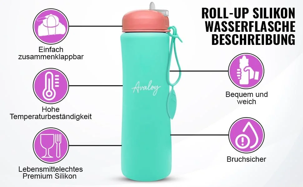 بطری آب سیلیکونی تاشو - بدون BPA - 600 میلی لیتر - ممتاز - قابل استفاده مجدد - بدون بو - بطری آب سیلیکونی - پیاده روی - ورزش - گردش ها - بطری جشنواره - مسافرت (نارنجی 600 میلی لیتر)