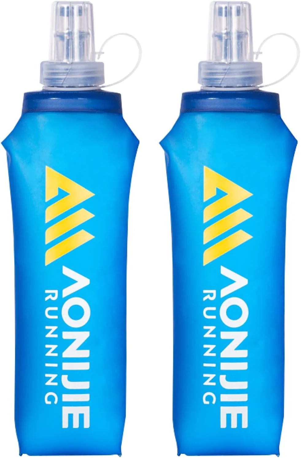 قمقمه تاشو نرم آزارکسیس، بطری آب بدون BPA، حجم 250/500 میلی لیتر، مناسب جلیقه برای دویدن در مسیر، دویدن، پیاده روی، دوچرخه سواری (آبی - 500 میلی لیتر - 2 عدد)