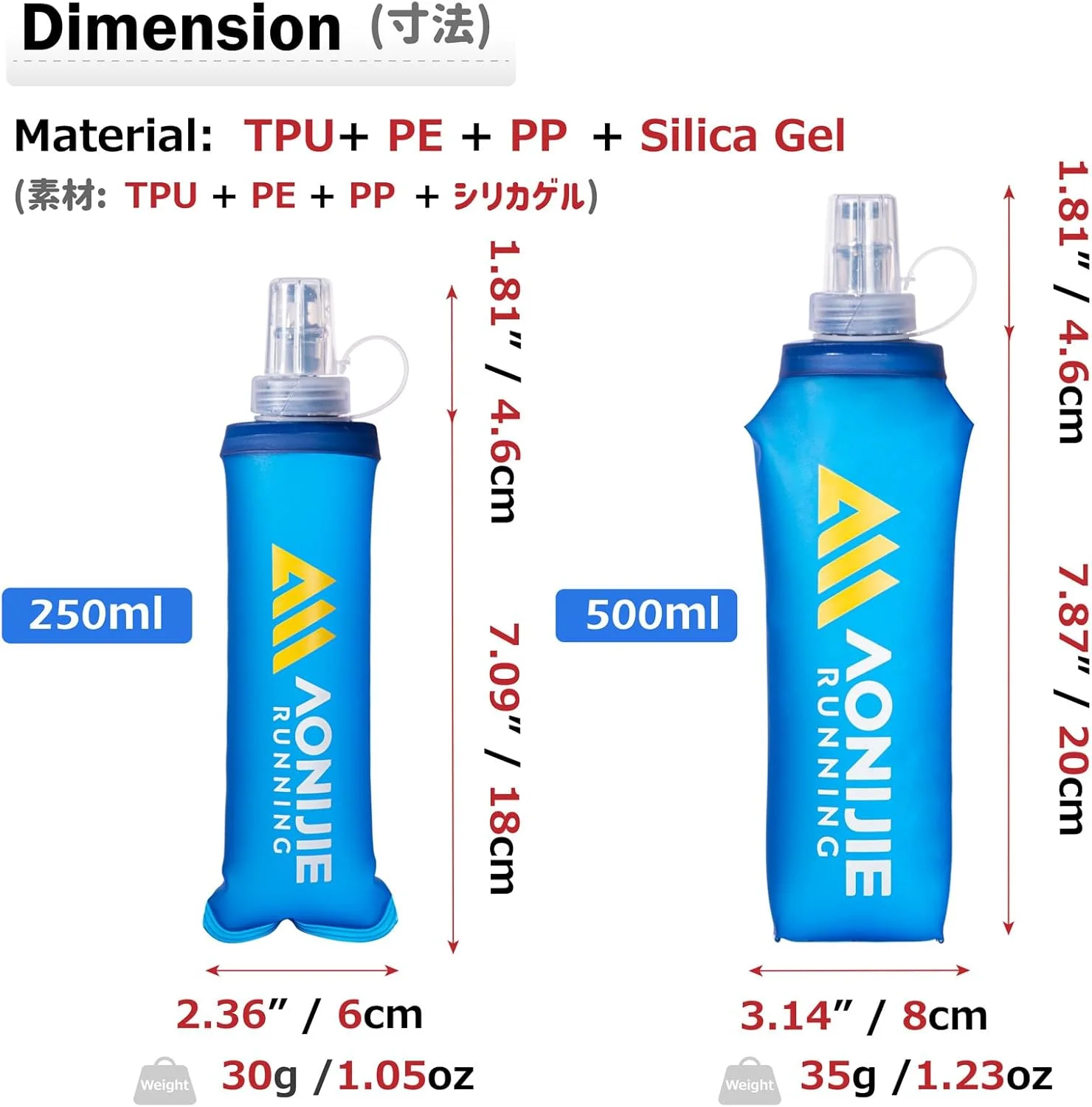 قمقمه تاشو نرم آزارکسیس، بطری آب بدون BPA، حجم 250/500 میلی لیتر، مناسب جلیقه برای دویدن در مسیر، دویدن، پیاده روی، دوچرخه سواری (آبی - 500 میلی لیتر - 2 عدد) قمقمه تاشو نرم آزارکسیس، بطری آب بدون BPA، حجم 250/500 میلی لیتر، مناسب جلیقه برای دویدن در مسیر، دویدن، پیاده روی، دوچرخه سواری (آبی - 500 میلی لیتر - 2 عدد)