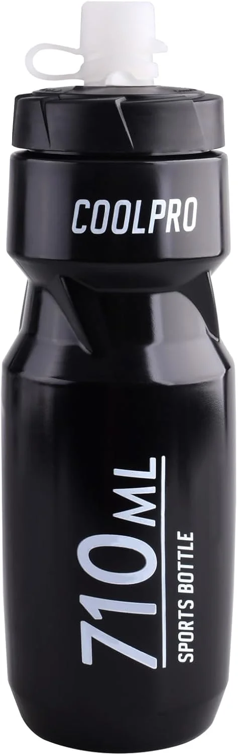 بطری آب ورزشی فشاری Azarxis، جریان سریع، 590 و 710 میلی لیتر، قابل استفاده مجدد، بدون BPA، مناسب دوچرخه سواری، دویدن، باشگاه، فیتنس و پیاده روی (مشکی، 710 میلی لیتر)