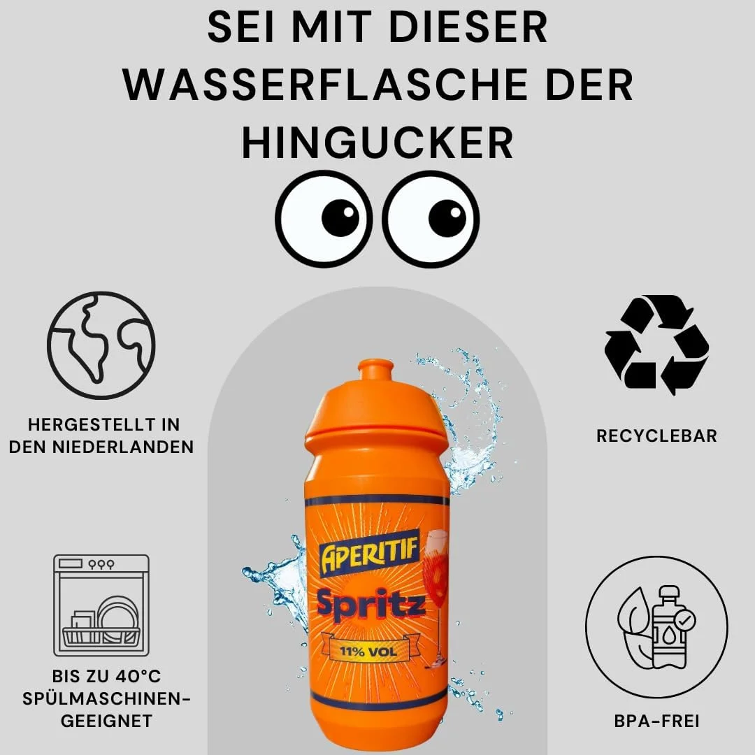 بطری آب "اسپریتز" 500 میلی لیتر، بطری آب بدون BPA برای ورزش، تناسب اندام، اوقات فراغت، فضای باز، دوچرخه سواری، کار، مسافرت، مدرسه، ایده هدیه، لوازم جانبی زیبا و پایدار