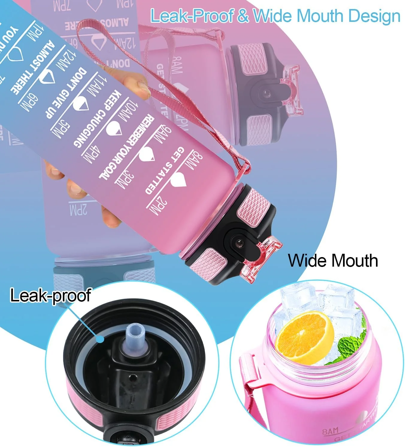 بطری آب 1 لیتری با نی، بطری آب انگیزشی با نشانگر زمان، ضد نشت، بدون BPA، بطری نوشیدنی ورزشی برای تناسب اندام، مدرسه، باشگاه، ورزش های فضای باز (صورتی سبز) بطری آب 1 لیتری با نی، بطری آب انگیزشی با نشانگر زمان، ضد نشت، بدون BPA، بطری نوشیدنی ورزشی برای تناسب اندام، مدرسه، باشگاه، ورزش های فضای باز (صورتی سبز)