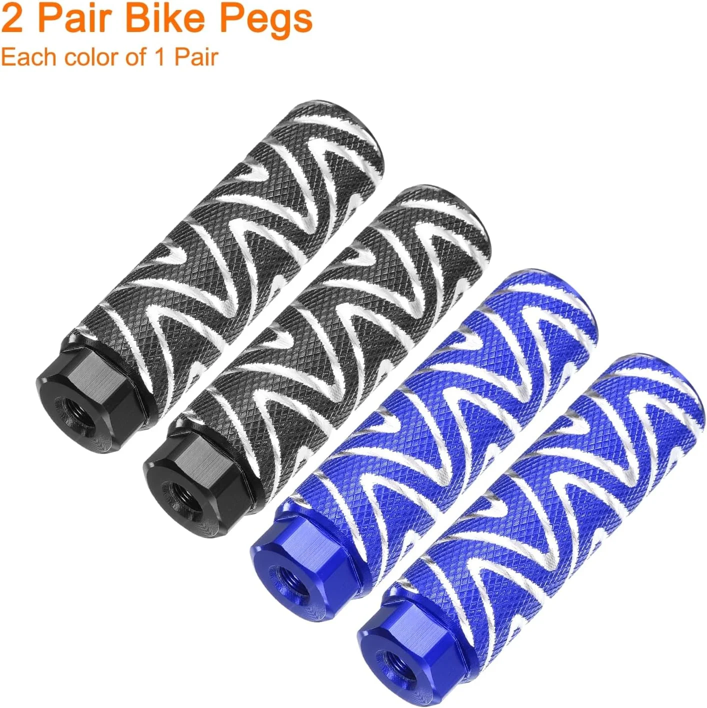میخ های دوچرخه هارفینگتون، 2 جفت، آلیاژ آلومینیوم، میخ های عقب، پدال های ضد لغزش مناسب برای محورهای 3/8 اینچی برای دوچرخه کوهستان BMX، مشکی و آبی