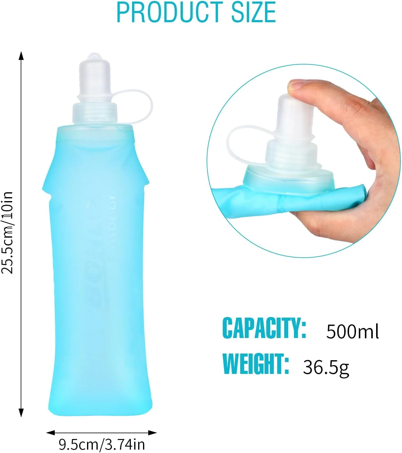 بطری آب تاشو نرم TPU، 500 میلی لیتر، قمقمه ژله ای تاشو دستی برای بسته آبرسانی، پیاده روی، دوچرخه سواری، کوهنوردی، موتور سواری، مسابقه در فضای باز (آبی 500 میلی لیتر) بطری آب تاشو نرم TPU، 500 میلی لیتر، قمقمه ژله ای تاشو دستی برای بسته آبرسانی، پیاده روی، دوچرخه سواری، کوهنوردی، موتور سواری، مسابقه در فضای باز (آبی 500 میلی لیتر)