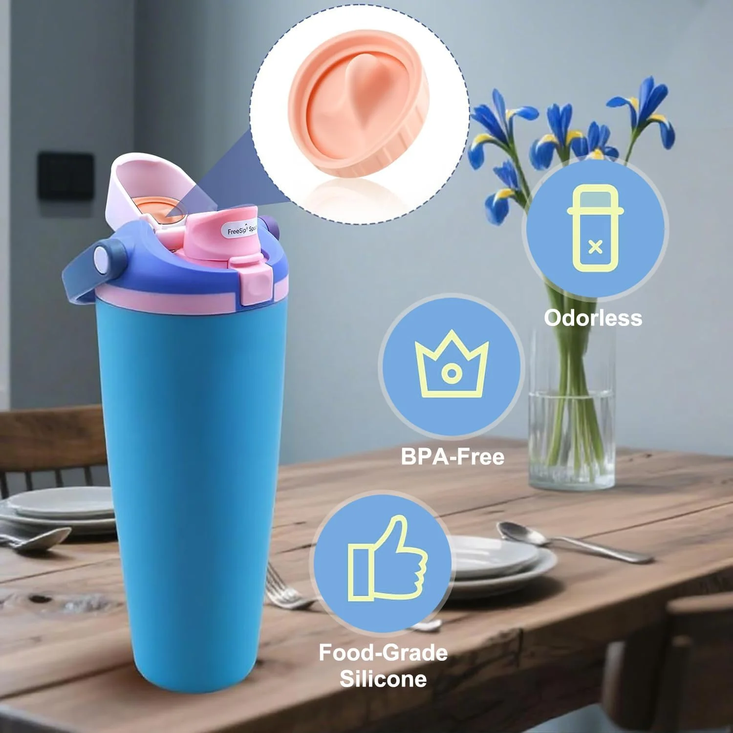 6 عدد درپوش جایگزین سازگار با Owala FreeSip Sway 30oz 40oz، درپوش دهانه درب بطری سیلیکونی برای لیوان Owala FreeSip 40oz، لوازم جانبی دوشاخه واشر درب بالایی بطری آب بدون BPA