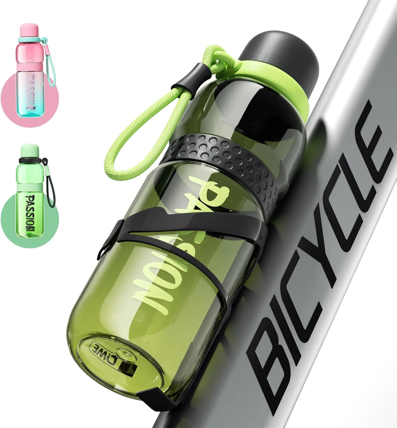 بطری آب پلاستیکی دوچرخه سواری QWE با دسته حمل، 700 میلی لیتر، سبک وزن، مقاوم در برابر حرارت، قابل استفاده مجدد، تریتان بدون BPA، مقاوم در برابر ضربه، برای کوهستان، جاده، ورزش، فضای باز و باشگاه (مشکی)