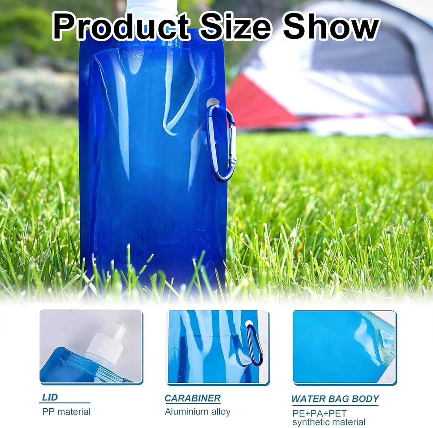 بطری ورزشی تاشو، 4 عدد بطری آب تاشو 480 میلی لیتری، قابل استفاده مجدد، برای ورزش های فضای باز، مسافرت، دوچرخه سواری، پیاده روی، 4 رنگ