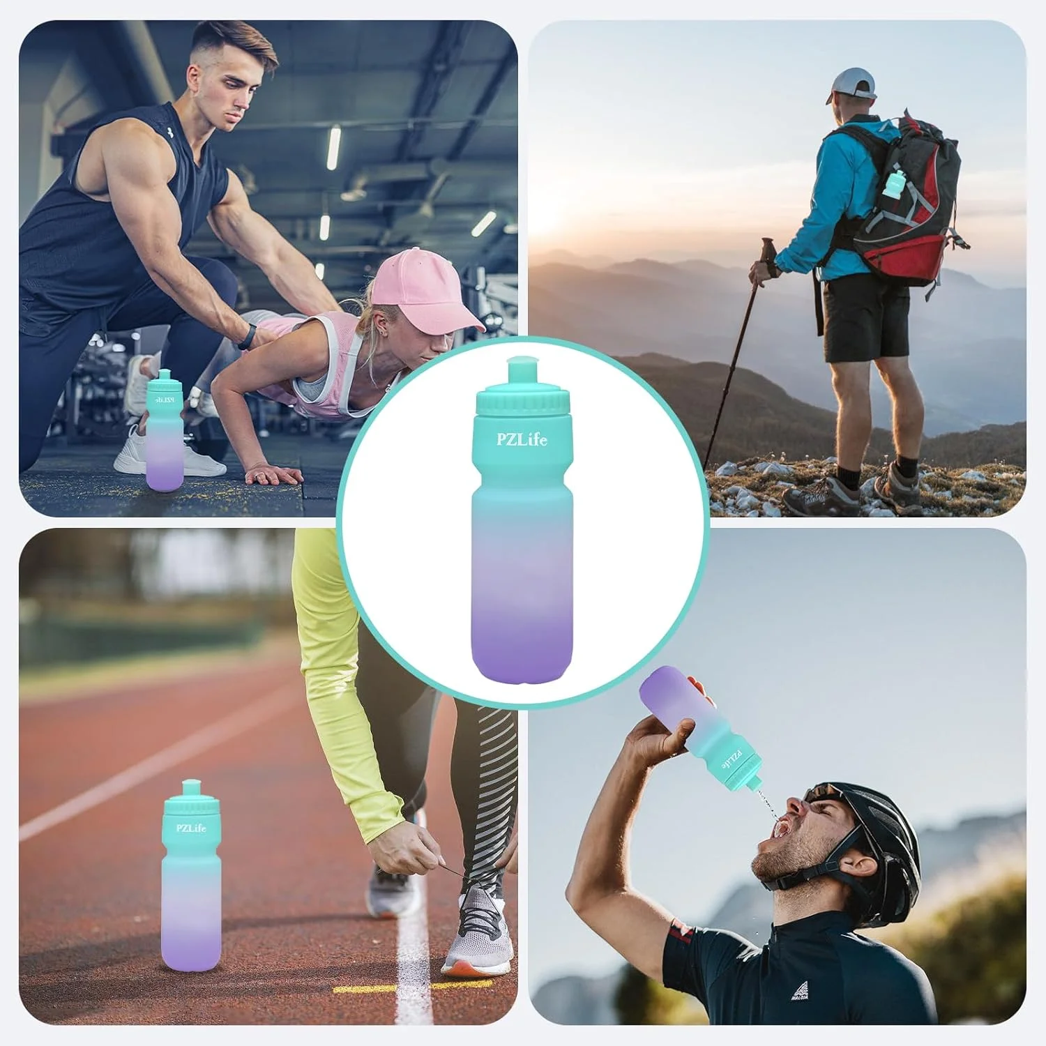 بطری آب فشاری دوچرخه 710 میلی لیتری، بطری آب دوچرخه سواری بدون BPA، ضد نشت، با مقیاس ظرفیت و درب کشویی، بطری آب ورزشی قابل استفاده مجدد، برای دوچرخه، باشگاه، دویدن