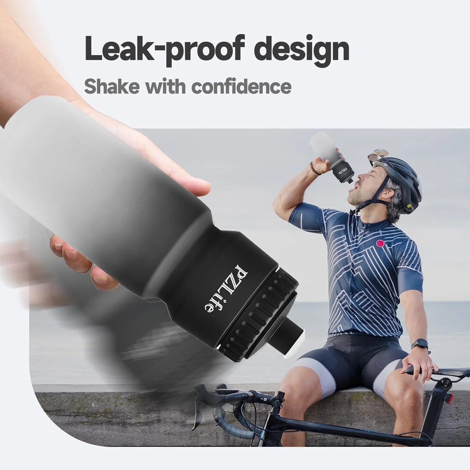 بطری آب فشاری دوچرخه سواری بدون BPA، بطری آب دوچرخه 710 میلی لیتری - فشاری آسان، با درب کشویی، بطری آب ورزشی ضد نشت با مقیاس ظرفیت، برای دوچرخه سواری، باشگاه