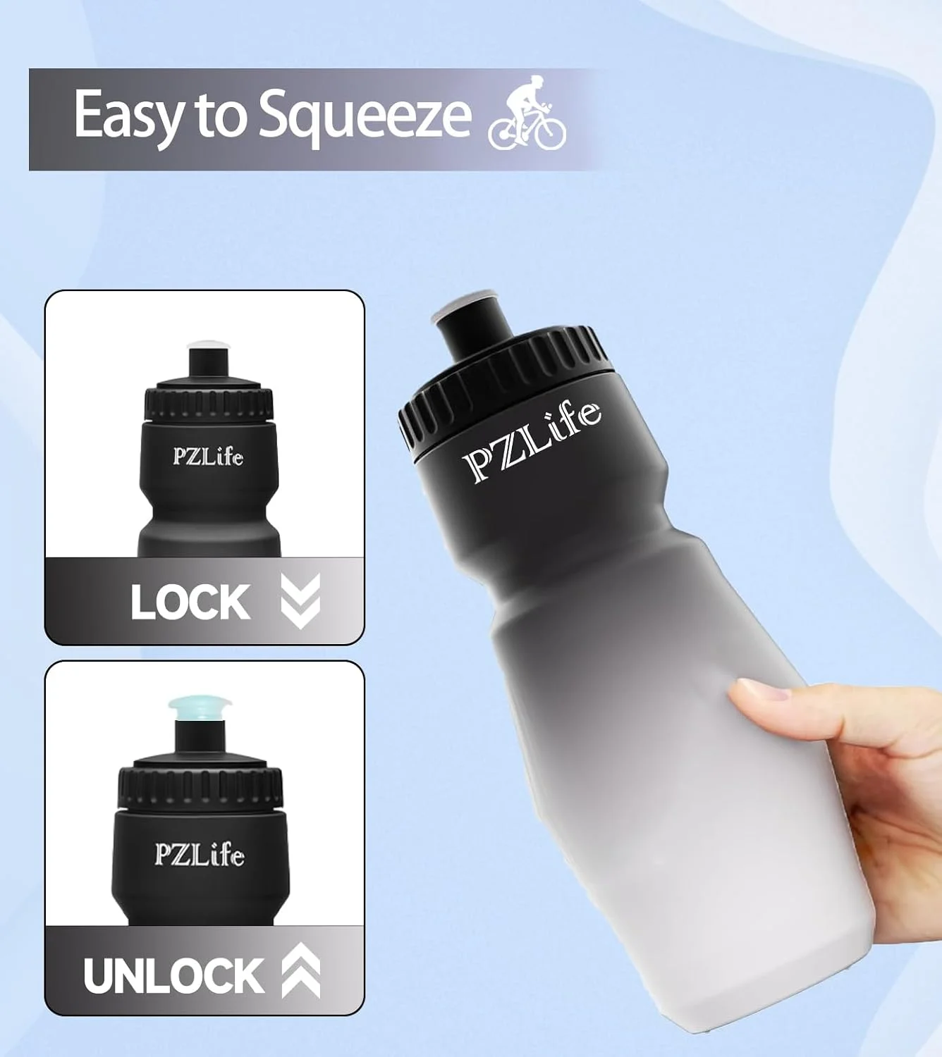 بطری آب فشاری دوچرخه سواری بدون BPA، بطری آب دوچرخه 710 میلی لیتری - فشاری آسان، با درب کشویی، بطری آب ورزشی ضد نشت با مقیاس ظرفیت، برای دوچرخه سواری، باشگاه
