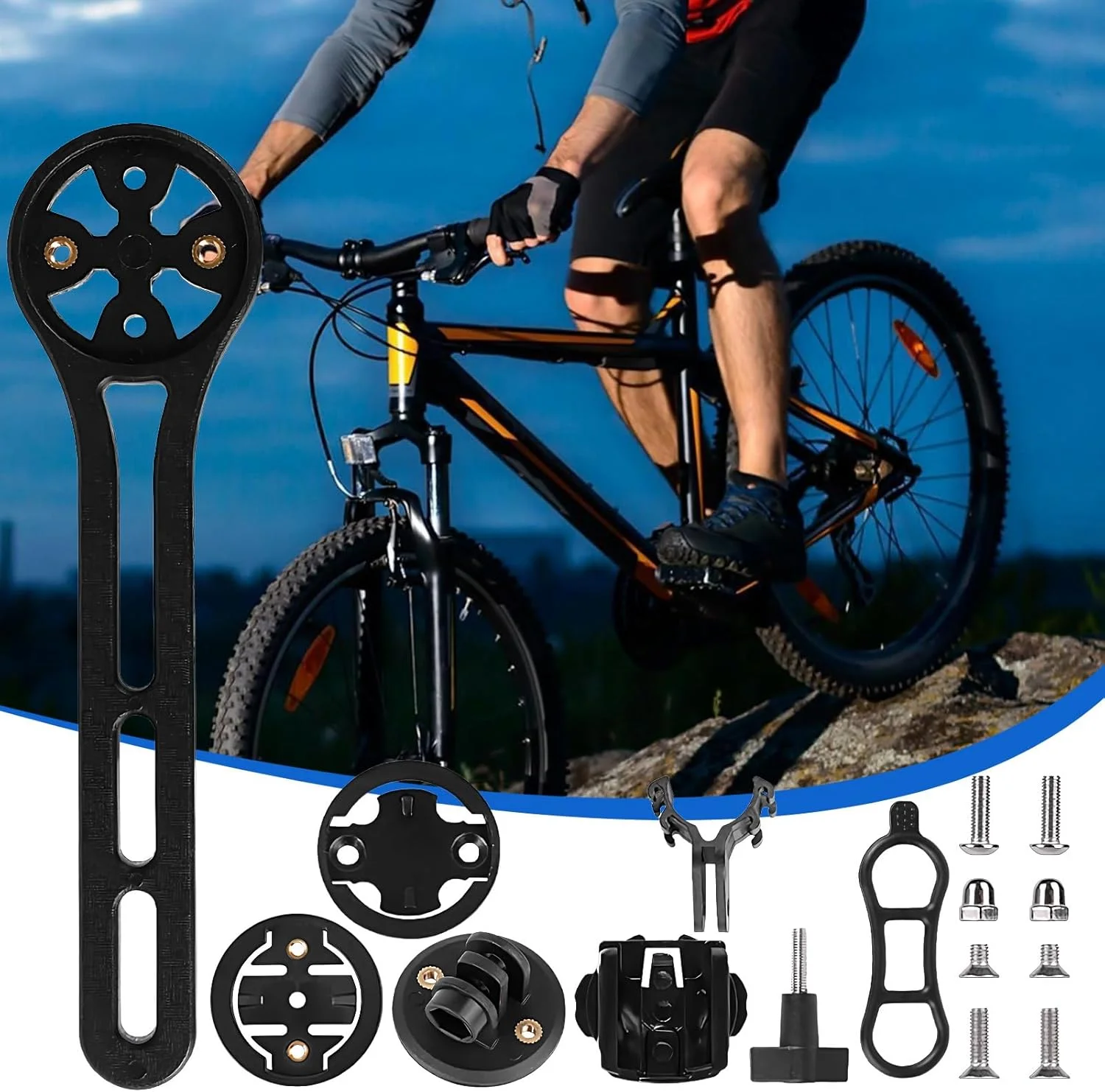 پایه نگهدارنده کامپیوتر دوچرخه، پایه تجهیزات دوچرخه سواری | رک توسعه دوچرخه سواری جاده - برای دوربین اکشن، چراغ، ضبط ویدیو، ماجراجویی در فضای باز، کاوش شهری و کوهستانی