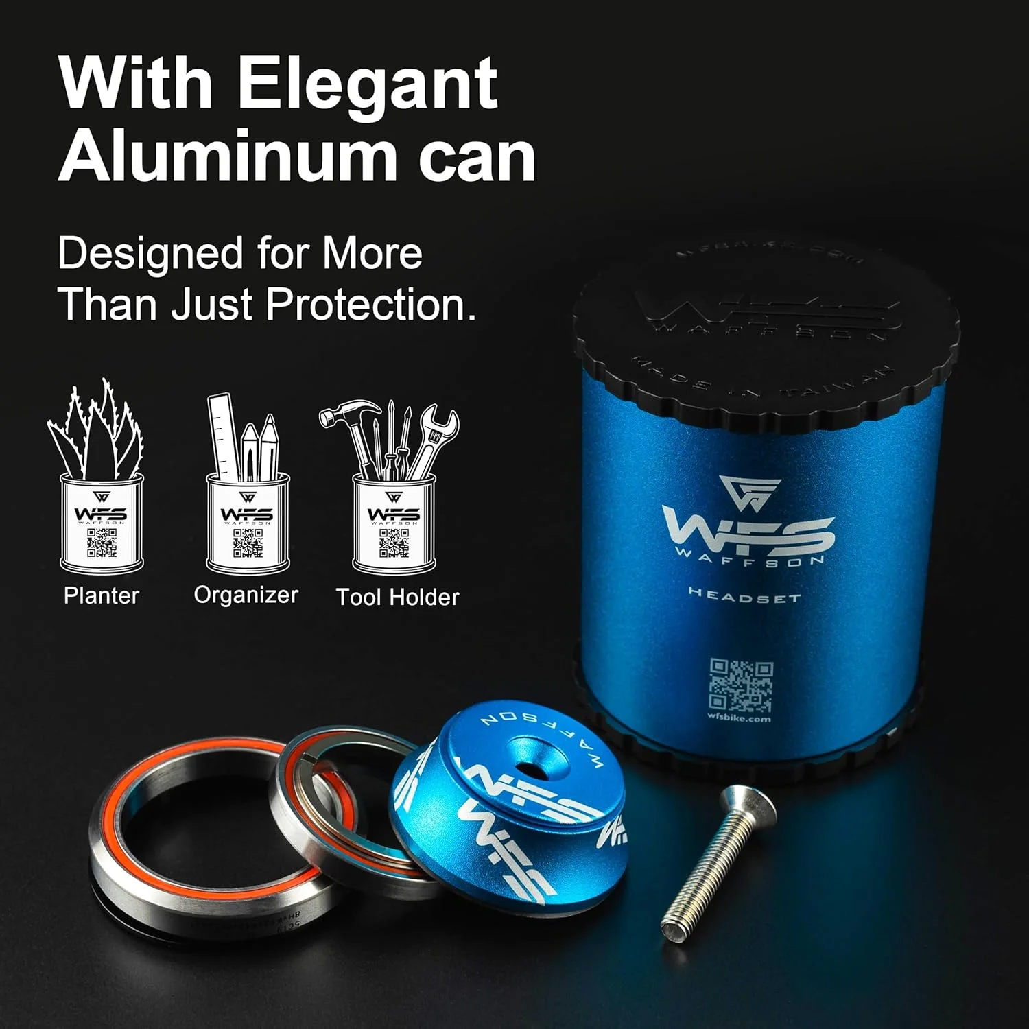 WFS HY877 هدست یکپارچه مخروطی 1-1/8 اینچ به 1-1/2 اینچ برای لوله های سر مخروطی - آلیاژ آلومینیوم CNC، بدون رزوه، بلبرینگ های مهر و موم شده برای دوچرخه های کوهستانی، شهری، جاده ای، MTB و BMX، آبی