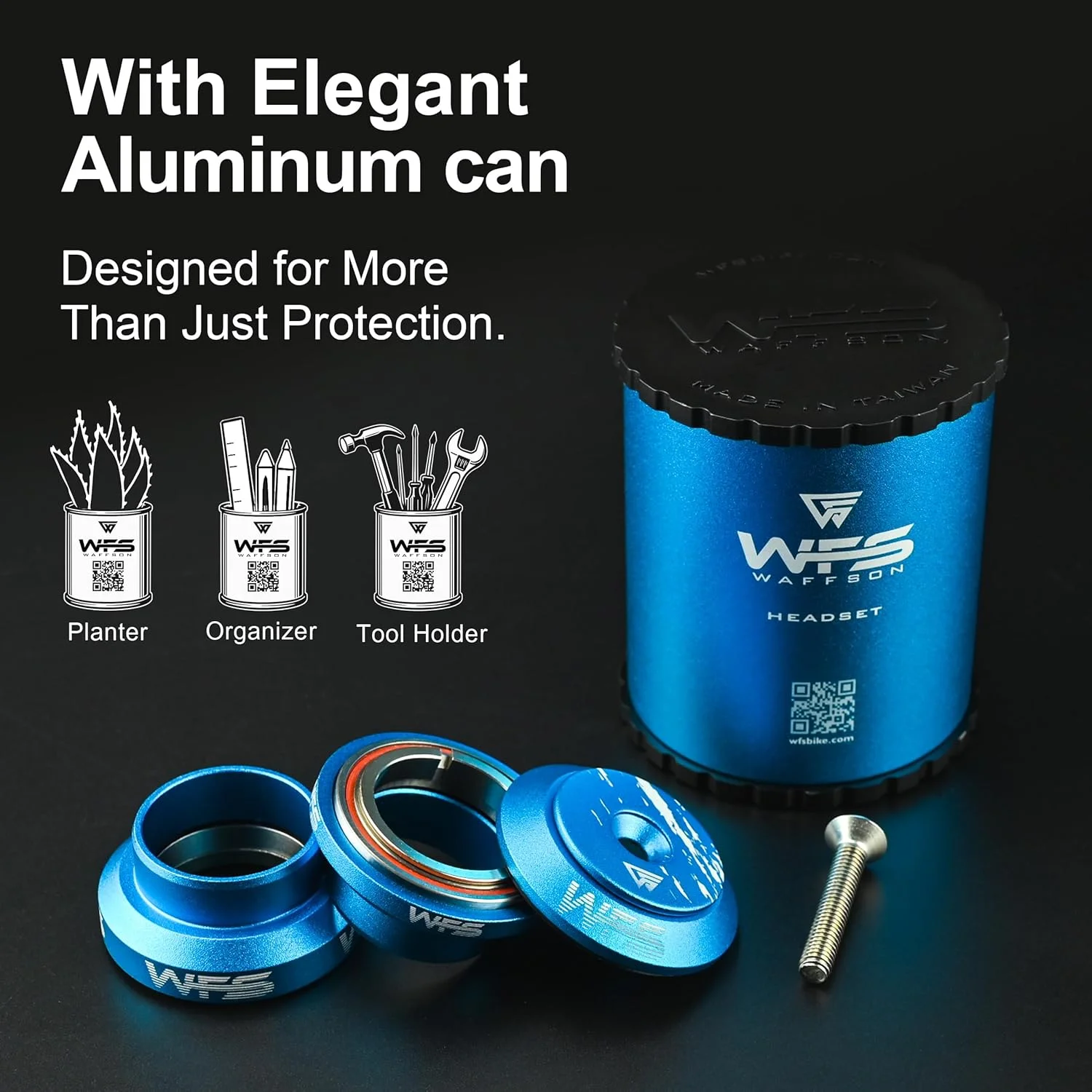 مجموعه بلبرینگ فرمان بدون رزوه WFS NV.37 سایز 1-1/8 اینچ برای دوشاخ های بدون رزوه و لوله فرمان 34 میلی متری - آلیاژ آلومینیوم CNC با بلبرینگ های مهر و موم شده برای دوچرخه کوهستان، دوچرخه جاده، MTB و BMX، آبی