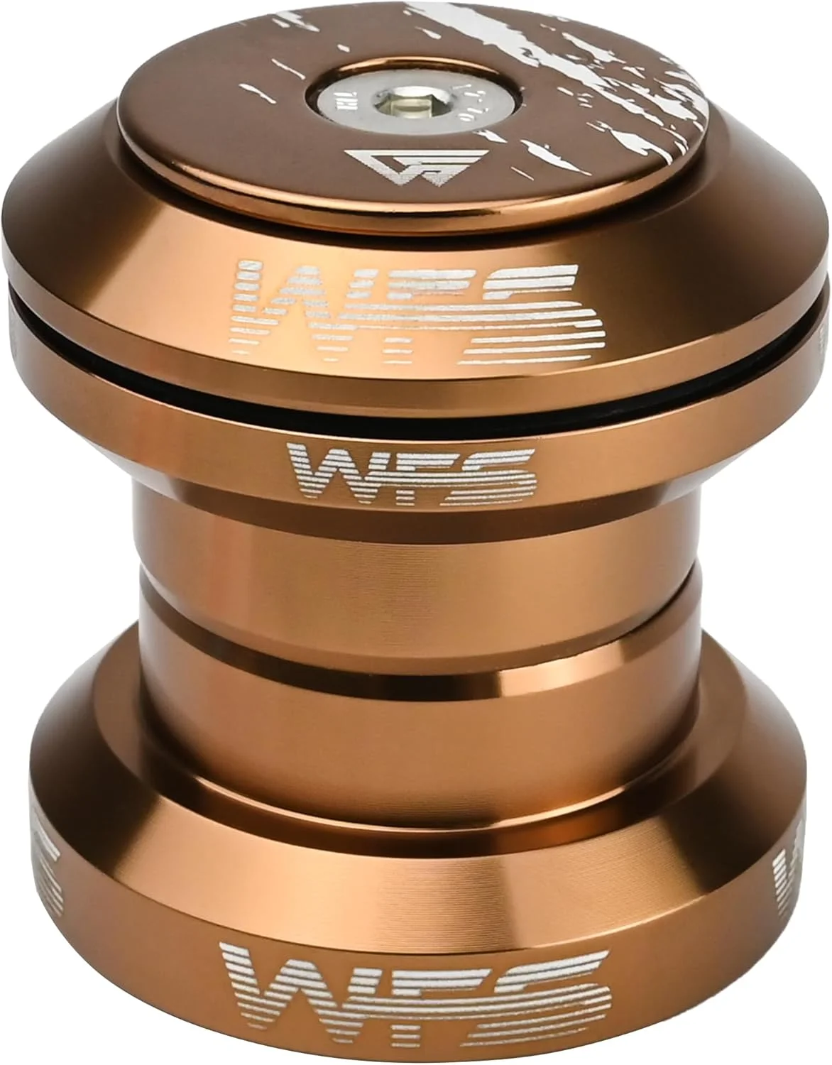 مجموعه بلبرینگ فرمان دوچرخه بدون رزوه WFS NV.37 سایز 1-1/8 اینچ برای دوشاخ های بدون رزوه و لوله سر 34 میلی متری - آلیاژ آلومینیوم CNC، بلبرینگ های مهر و موم شده برای دوچرخه کوهستان، دوچرخه های جاده، MTB و BMX، طلایی