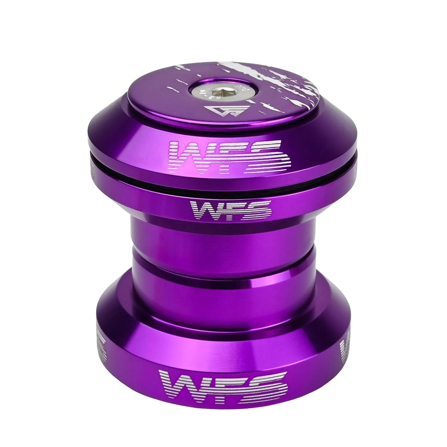 دسته فرمان بدون رزوه WFS NV.37 سایز 1-1/8 اینچ برای دوشاخ های بدون رزوه و لوله سر 34 میلی متری - آلیاژ آلومینیوم CNC، بلبرینگ های مهر و موم شده برای دوچرخه کوهستان، دوچرخه های جاده، MTB و BMX، بنفش