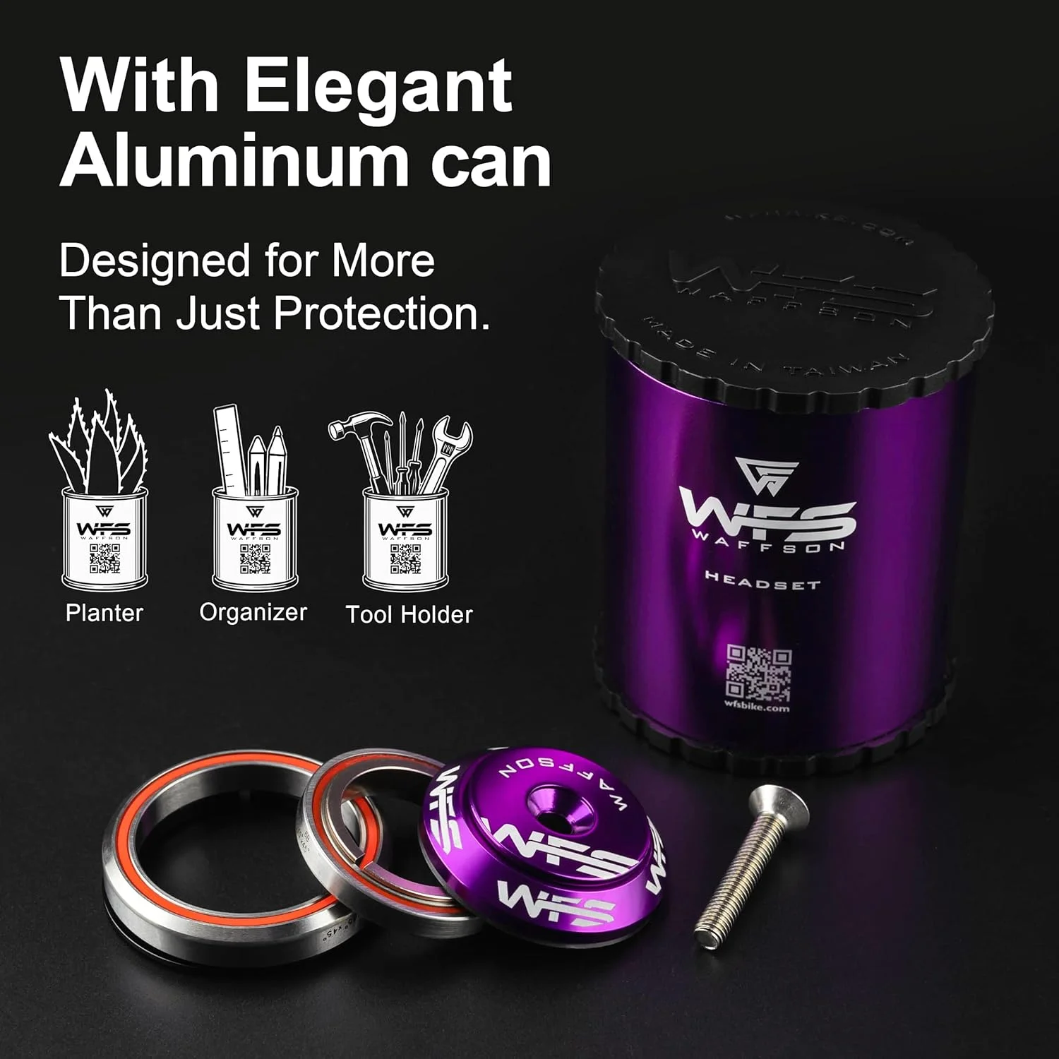 WFS HY638 هدست نیمه یکپارچه مخروطی 1-1/8 اینچ به 1-1/2 اینچ برای لوله های سر مخروطی 42 تا 52.2 میلی متر - آلیاژ آلومینیوم CNC، بدون رزوه، بلبرینگ های مهر و موم شده دقیق برای دوچرخه های کوهستانی/جاده/شهری/BMX