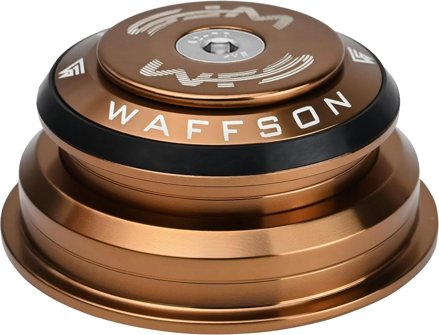 WFS HY713 هدست نیمه یکپارچه مخروطی 1-1/8 اینچ به 1-1/2 اینچ برای لوله‌های سر مخروطی - آلیاژ آلومینیوم CNC، بدون رزوه، بلبرینگ‌های مهر و موم شده برای دوچرخه‌های کوهستانی، شهری، جاده‌ای، MTB و BMX، طلایی