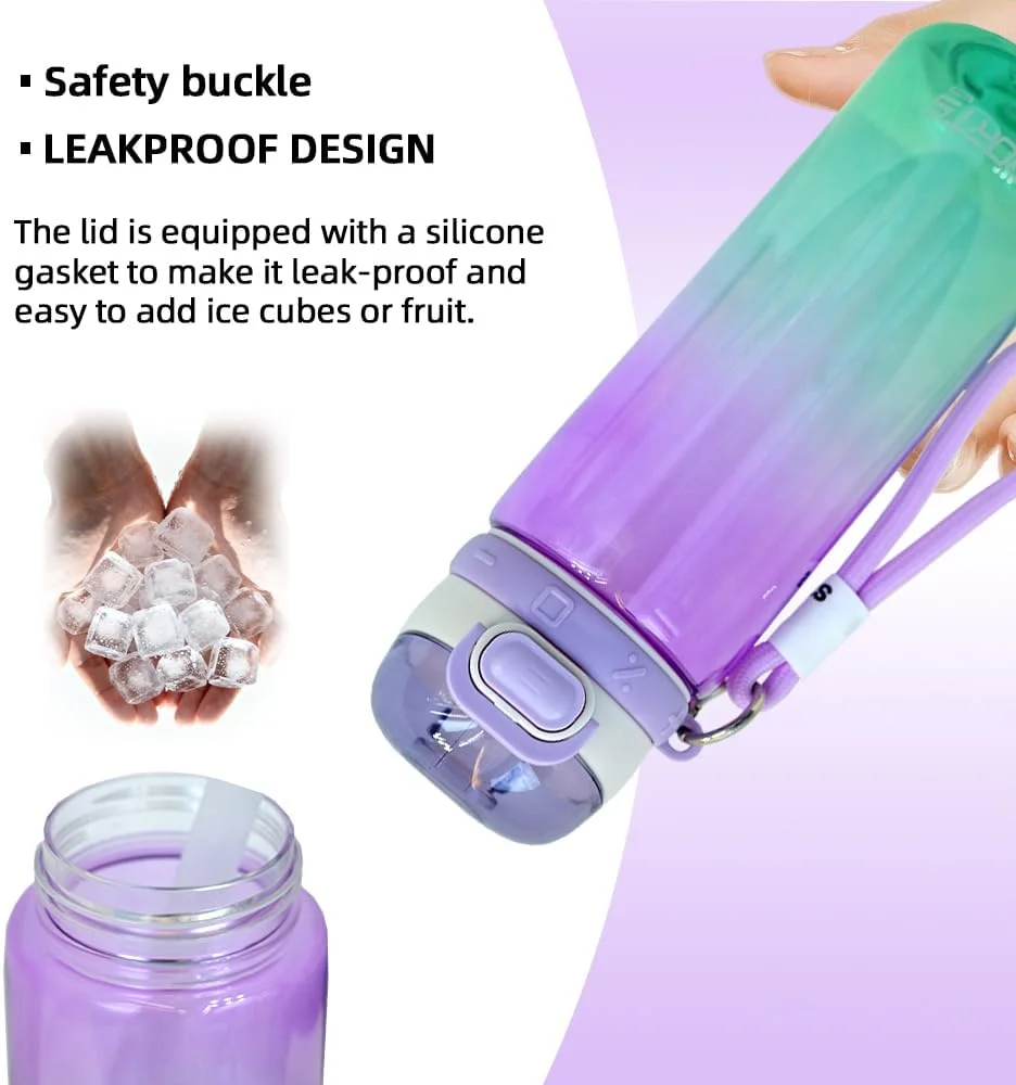 بطری آب ورزشی ZZT با حجم ۷۷۰ میلی لیتر، بطری آب پلاستیکی ساده و گرادیانی با بند، ضد نشت و بدون BPA مناسب برای فضای باز بطری آب ورزشی ZZT با حجم ۷۷۰ میلی لیتر، بطری آب پلاستیکی ساده و گرادیانی با بند، ضد نشت و بدون BPA مناسب برای فضای باز