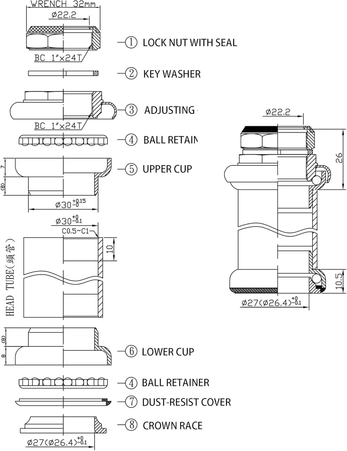 فروشگاه سفید: آی سایکل هدست فولادی رزوه ای کاسه دوشاخ جلو دوچرخه