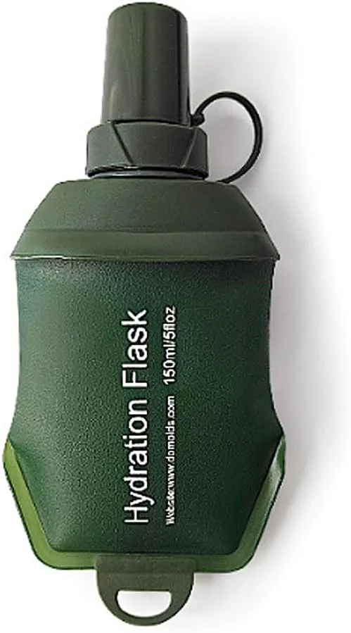 بطری آب تاشو 150 میلی لیتری نرم برای دویدن، بطری آب تاشو برای بسته هیدراتاسیون، دوچرخه سواری، ماراتن، دویدن، پیاده روی، بسته هیدراتاسیون، پیاده روی، دوچرخه سواری، کوهنوردی - سبز ارتشی