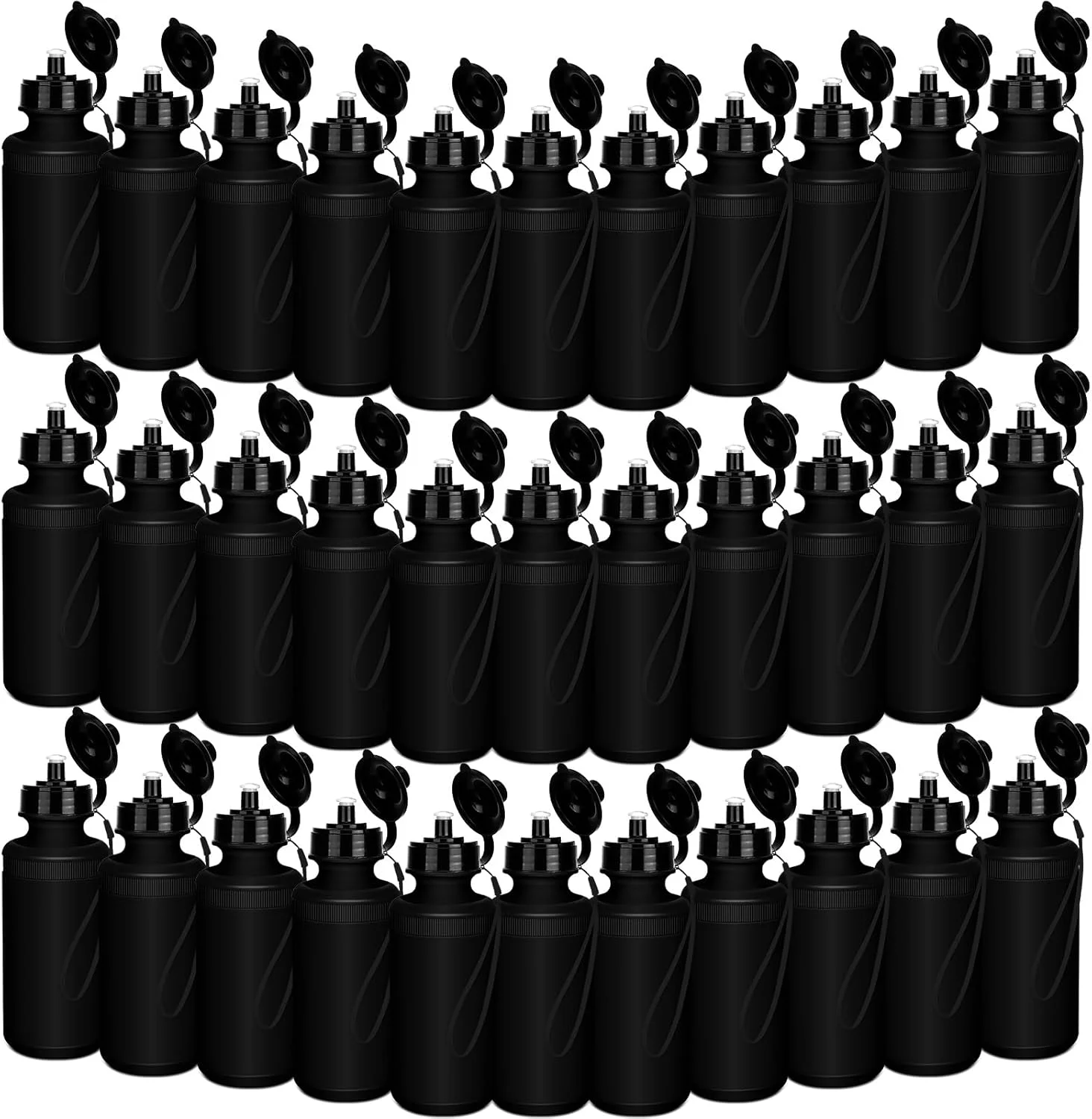 ست ۷۲ عددی بطری آب قابل استفاده مجدد، بطری ورزشی پلاستیکی فشاری ۲۰ اونسی با بند نایلونی، ضد نشت، لیوان های خام DIY برای هدایا