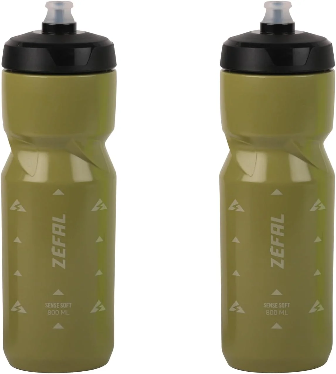 قمقمه دوچرخه و کوهستان ZEFAL Pack Sense Soft 80 - دو قمقمه ورزشی نرم و بدون بو - قمقمه بدون BPA - سر سیلیکونی - سبز زیتونی، 2 عدد 800 میلی لیتر
