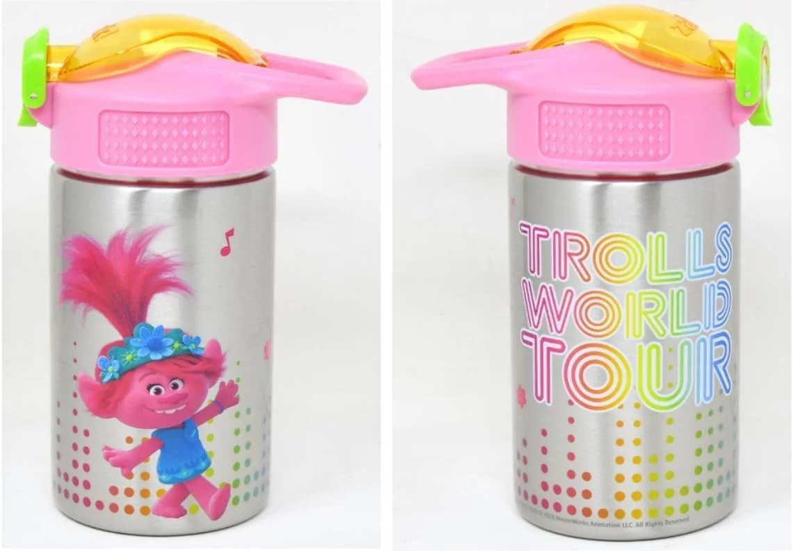 بطری آب استیل Zak Designs Trolls 2، دارای درب با عملکرد یک دست و حلقه حمل داخلی، بطری آب کودکانه با نی، مناسب برای کودکان (460 میلی لیتر، 18/8، بدون BPA) بطری آب استیل Zak Designs Trolls 2، دارای درب با عملکرد یک دست و حلقه حمل داخلی، بطری آب کودکانه با نی، مناسب برای کودکان (460 میلی لیتر، 18/8، بدون BPA)