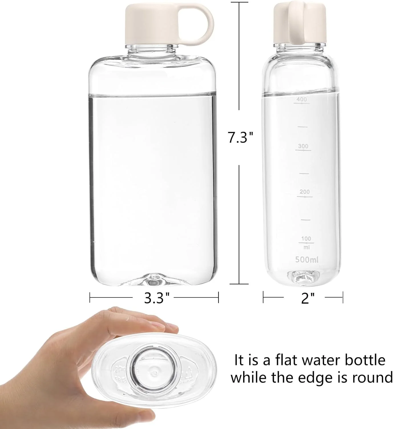 بطری آب تخت قابل حمل ZEAYEA، بسته 2 عددی، 500 میلی لیتر، بدون BPA، باریک، پلاستیکی، مناسب برای ورزش های فضای باز، کمپینگ، تناسب اندام، کیف دستی و جیب بطری آب تخت قابل حمل ZEAYEA، بسته 2 عددی، 500 میلی لیتر، بدون BPA، باریک، پلاستیکی، مناسب برای ورزش های فضای باز، کمپینگ، تناسب اندام، کیف دستی و جیب
