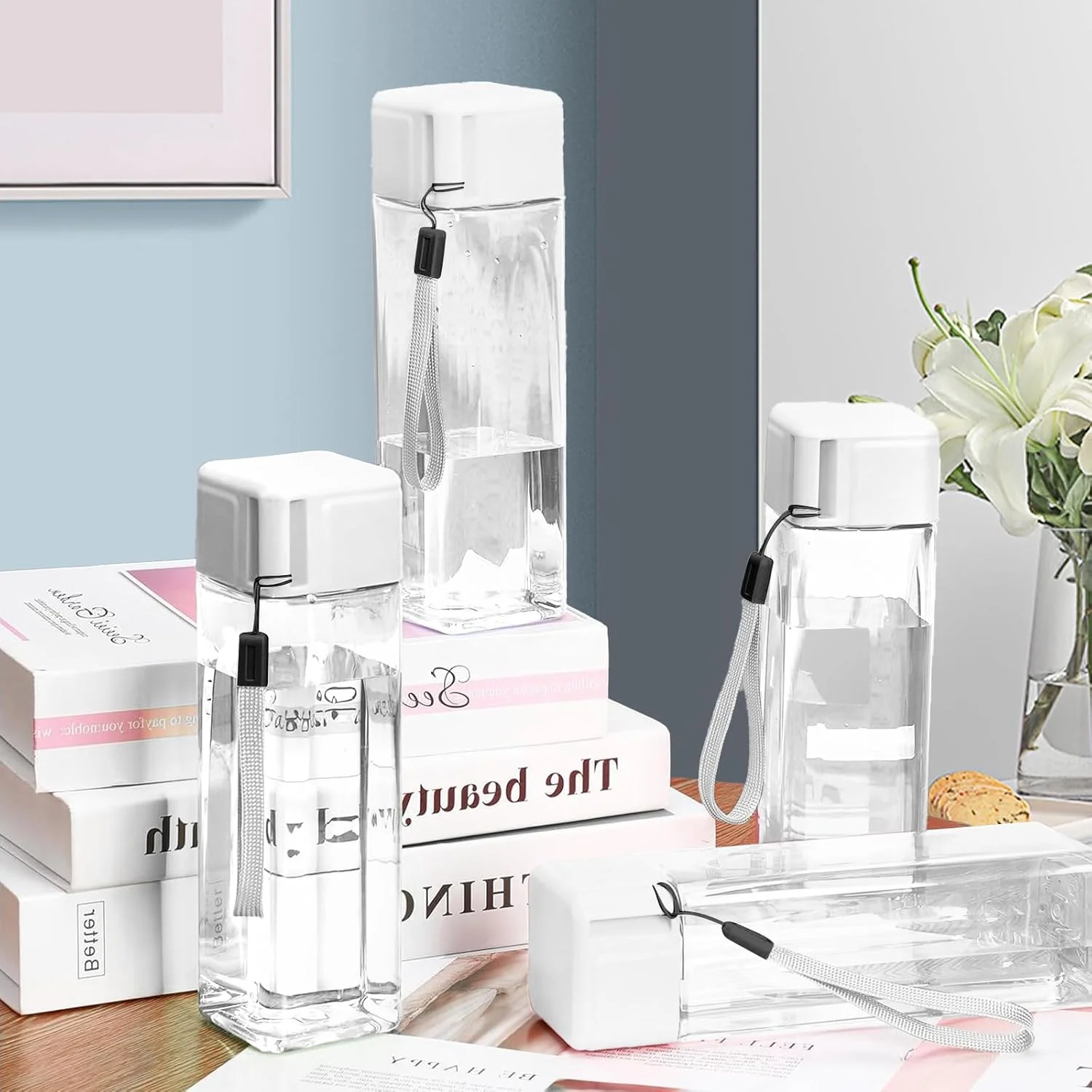 بطری آب پلاستیکی ورزشی 20 عددی، بطری های بزرگ نوشیدنی قابل استفاده مجدد با درب و بند دسته، مناسب برای کمپینگ، مسافرت و ورزش (سفید) بطری آب پلاستیکی ورزشی 20 عددی، بطری های بزرگ نوشیدنی قابل استفاده مجدد با درب و بند دسته، مناسب برای کمپینگ، مسافرت و ورزش (سفید)