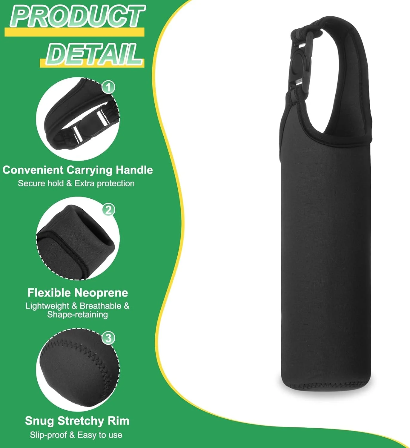 آستین های نئوپرن برای بطری آب، عایق های نگهدارنده بطری نوشیدنی با دسته حمل، مناسب برای پیاده روی، دوچرخه سواری، کمپینگ و مسافرت (2 عدد، مشکی) آستین های نئوپرن برای بطری آب، عایق های نگهدارنده بطری نوشیدنی با دسته حمل، مناسب برای پیاده روی، دوچرخه سواری، کمپینگ و مسافرت (2 عدد، مشکی)