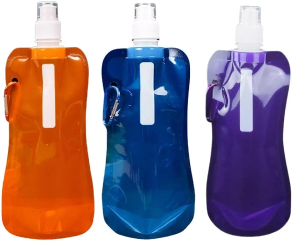 ۳ عدد بطری آب تاشو ورزشی، بطری آب تاشو، بطری آب نوشیدنی قابل استفاده مجدد با گیره برای دوچرخه سواری، پیاده روی، مسافرت و فعالیت های خارج از منزل ۴۸۰ میلی لیتر