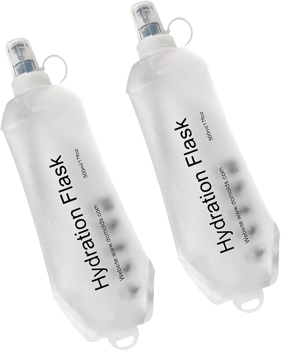قمقمه نرم تاشو WILDREEDS، 500 میلی لیتر، قمقمه آب نرم تاشو TPU برای کوله پشتی هیدراتاسیون، جلیقه دویدن، قمقمه تاشو برای پیاده روی، دوچرخه سواری، کوهنوردی - 2 عدد، سفید
