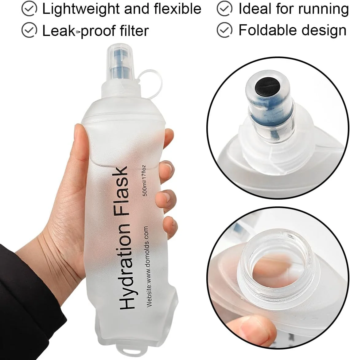 قمقمه نرم تاشو WILDREEDS، 500 میلی لیتر، قمقمه آب نرم تاشو TPU برای کوله پشتی هیدراتاسیون، جلیقه دویدن، قمقمه تاشو برای پیاده روی، دوچرخه سواری، کوهنوردی - 2 عدد، سفید قمقمه نرم تاشو WILDREEDS، 500 میلی لیتر، قمقمه آب نرم تاشو TPU برای کوله پشتی هیدراتاسیون، جلیقه دویدن، قمقمه تاشو برای پیاده روی، دوچرخه سواری، کوهنوردی - 2 عدد، سفید