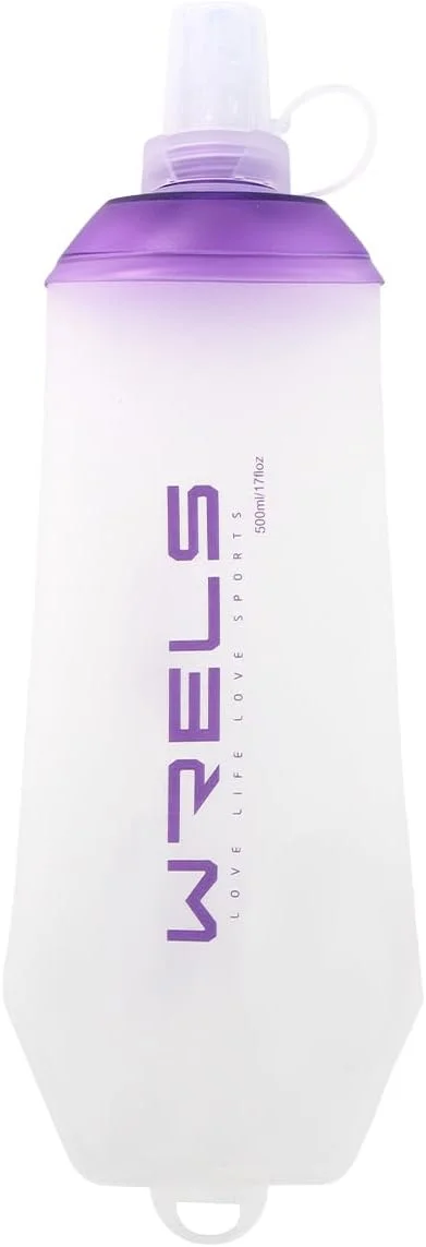 قمقمه تاشو نرم WRELS، بدون BPA، بطری آب تاشو نرم با حلقه آویز، قمقمه آبرسانی TPU سبک وزن برای دویدن ماراتن دوچرخه سواری پیاده روی 200ml/350ml/500ml