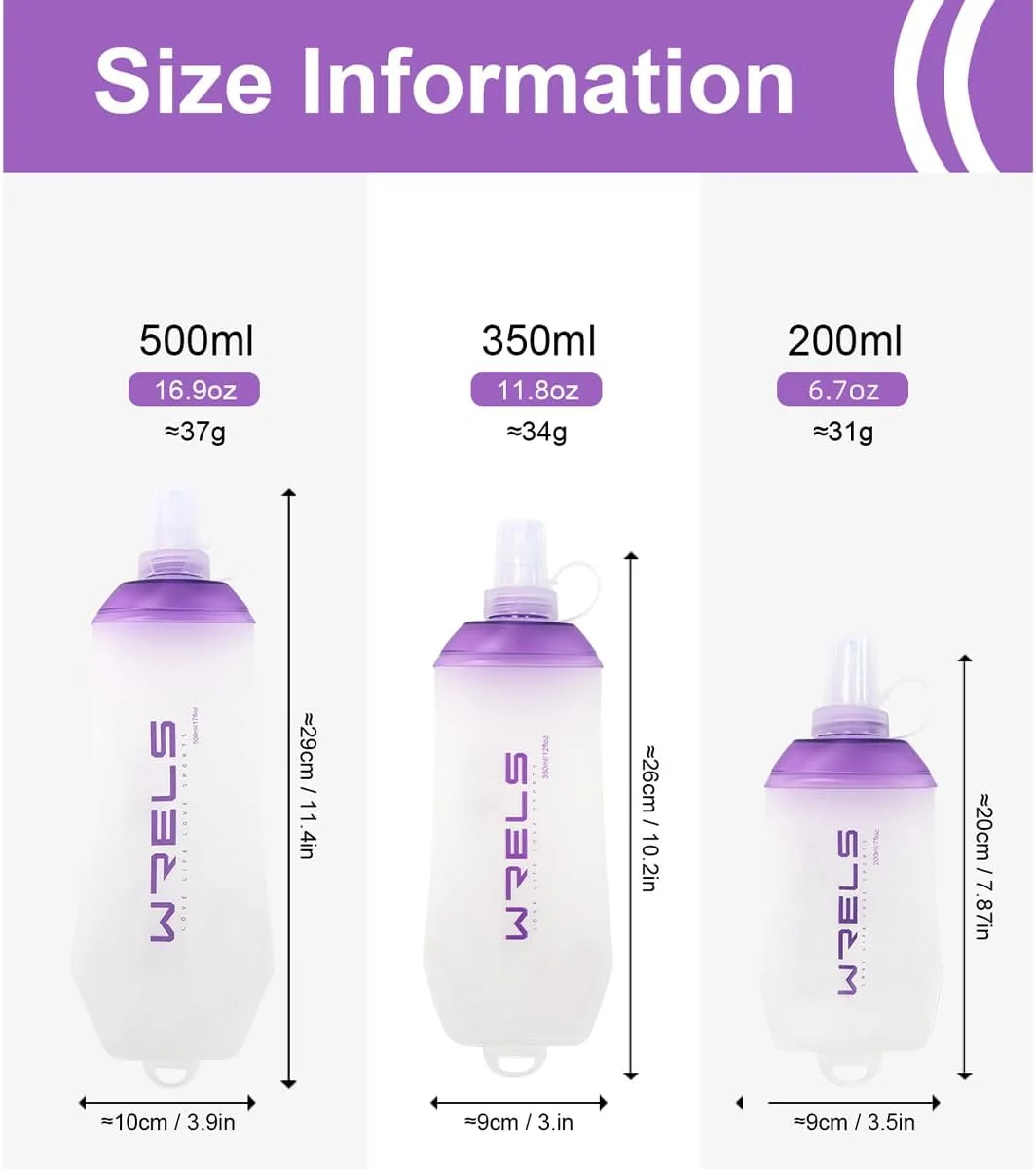 قمقمه تاشو نرم WRELS، بدون BPA، بطری آب تاشو نرم با حلقه آویز، قمقمه آبرسانی TPU سبک وزن برای دویدن ماراتن دوچرخه سواری پیاده روی 200ml/350ml/500ml قمقمه تاشو نرم WRELS، بدون BPA، بطری آب تاشو نرم با حلقه آویز، قمقمه آبرسانی TPU سبک وزن برای دویدن ماراتن دوچرخه سواری پیاده روی 200ml/350ml/500ml