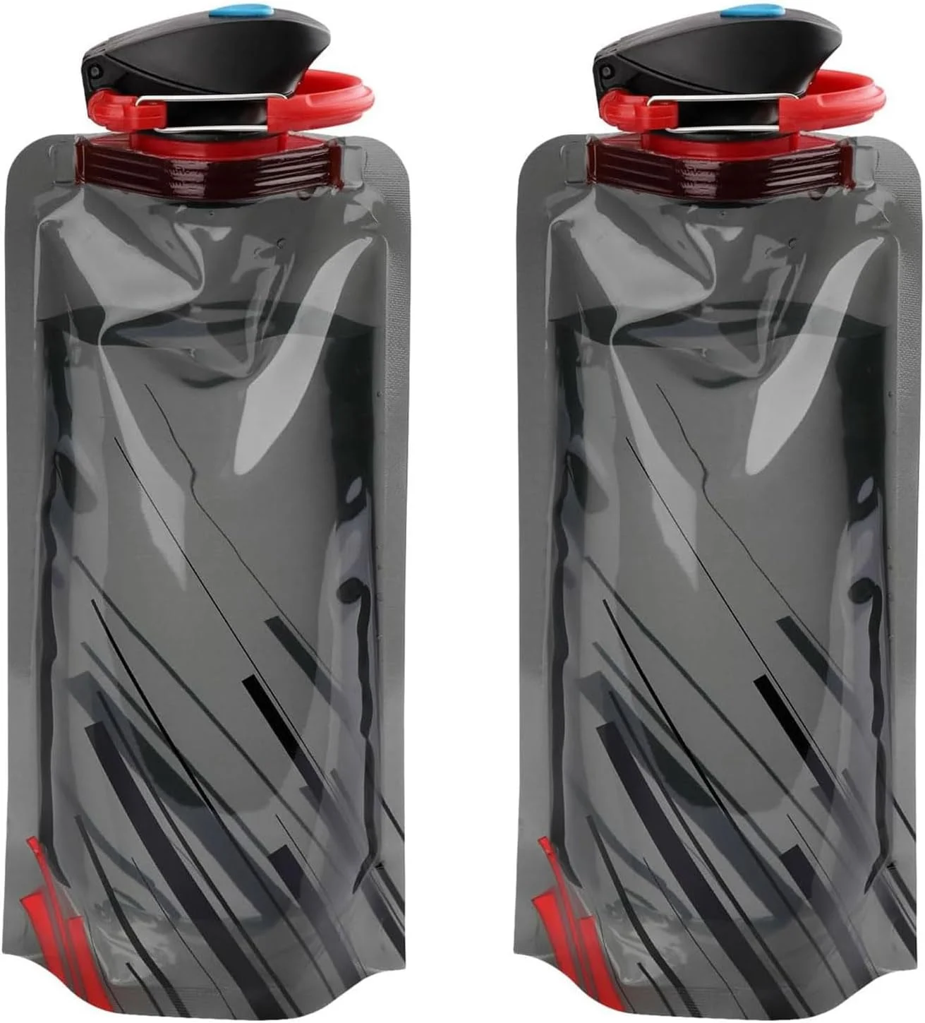 بسته 2 عددی بطری تاشو نوشیدنی، بطری آب قابل استفاده مجدد، بطری تاشو نوشیدنی، برای جشنواره ها، پیاده روی، مسافرت، ماجراجویی، لوازم جانبی جشنواره (مشکی)
